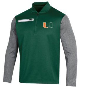 015 Men's Green Miami Hurricanes Colorblock Half-Zip Pullover Jacket Shirt NEW